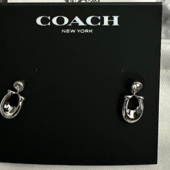 New Small Coach of New York Signature "C" Crystal Dangle Drop Earrings - Picture 2 of 4